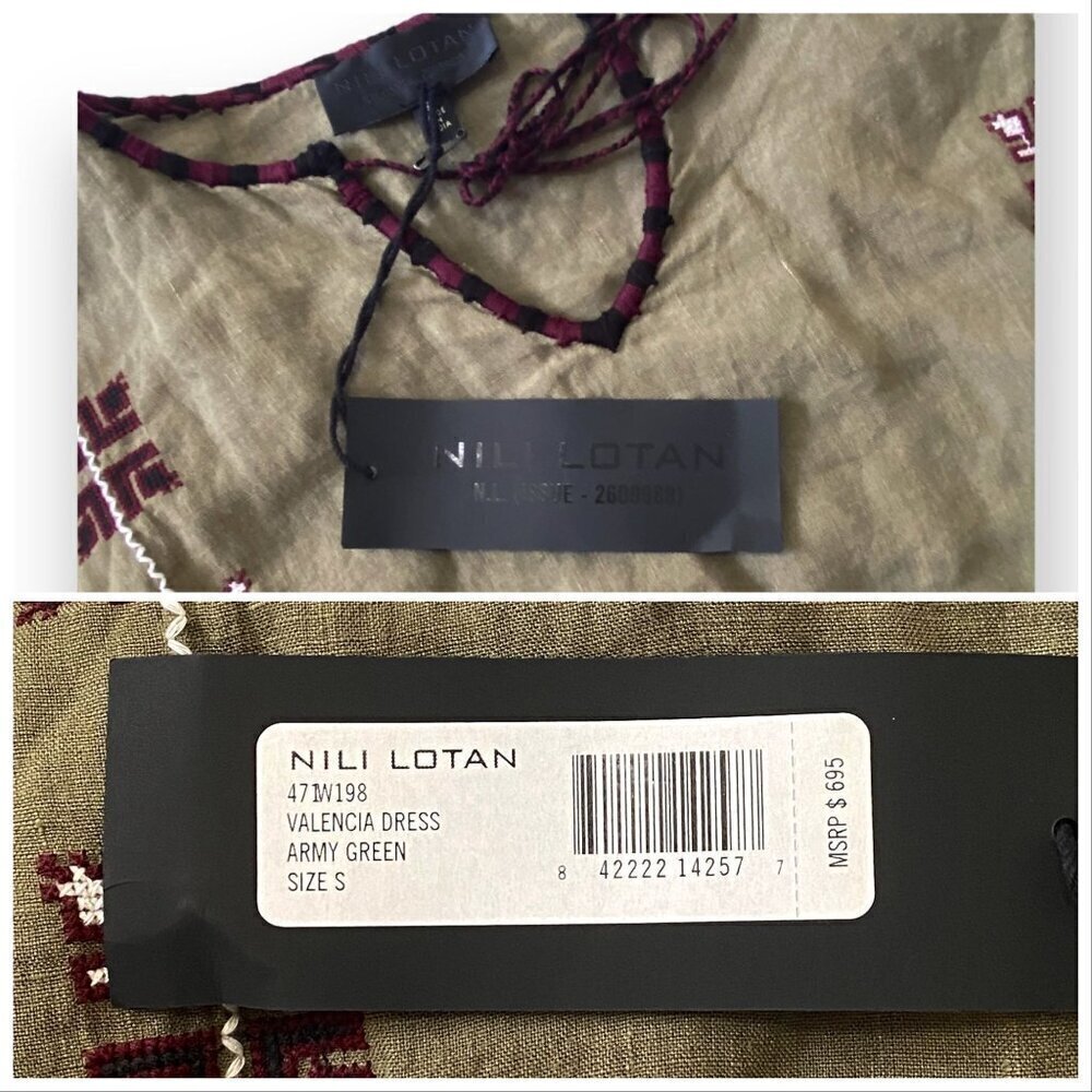 Nili Lotan Valencia Dress, Army Green, Size S, New with tag - Picture 5 of 16